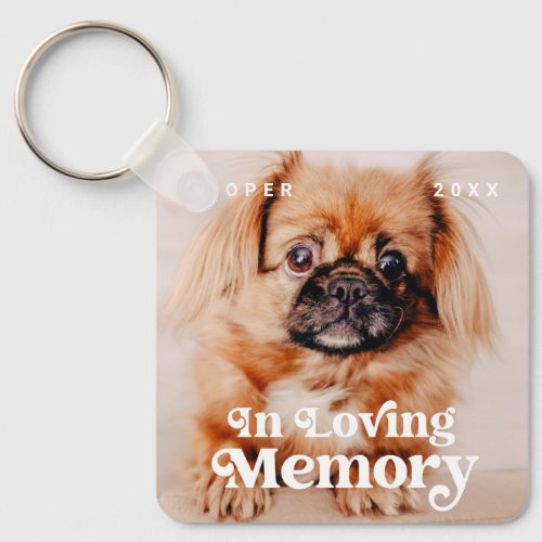 Pet Memorial In Loving Memory Simple Vintage Photo Keychain