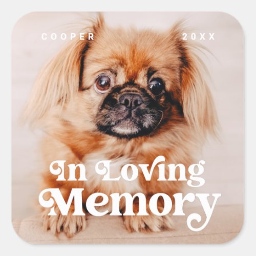 Pet Memorial In Loving Memory Simple Vintage Photo Square Sticker