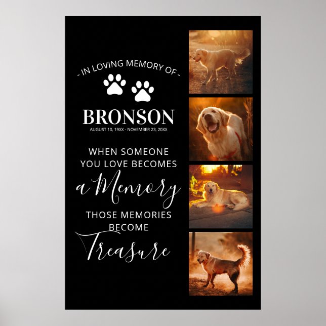Pet Memorial Keepsake 4 Photo Print (Front)