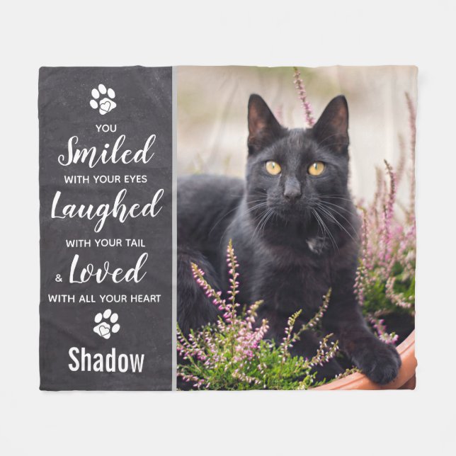 Pet Memorial Keepsake Cat Photo Fleece Blanket (Front (Horizontal))