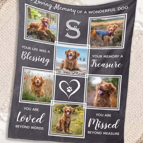 Pet Memorial Keepsake Dog Photo Collage Fleece Blanket