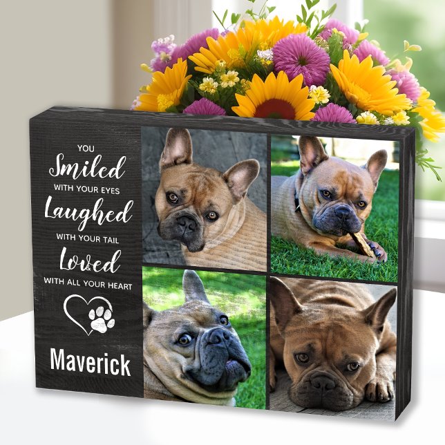 Pet Memorial Keepsake Dog Photo Collage Wooden Box Sign (Creator Uploaded)
