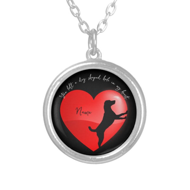 Pet Memorial Keepsake Dog  Silver Plated Necklace (Front)