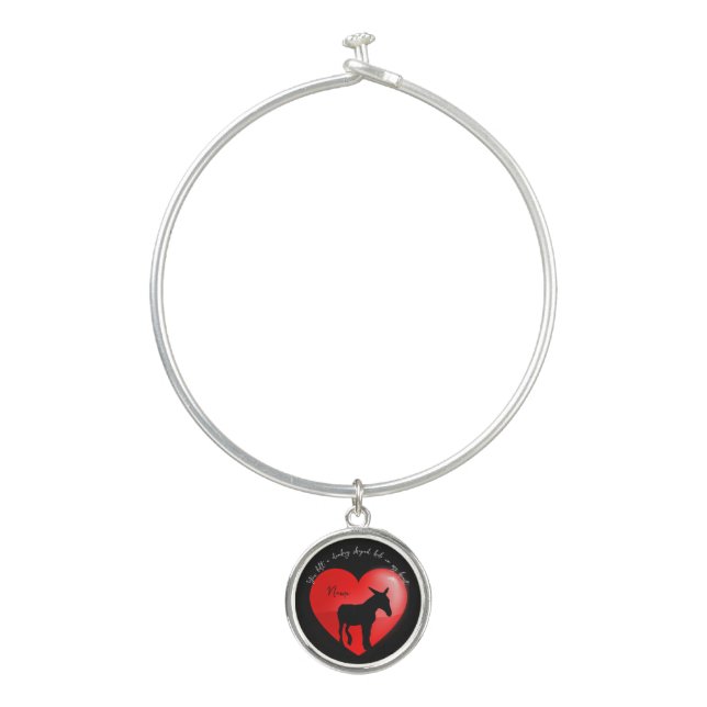 Pet memorial keepsake donkey  bangle bracelet (Front)
