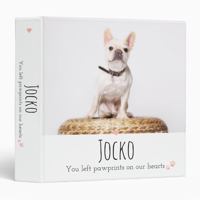 Pet Memorial Keepsake Double Photo Scrapbook 3 Ring Binder (Front/Spine)