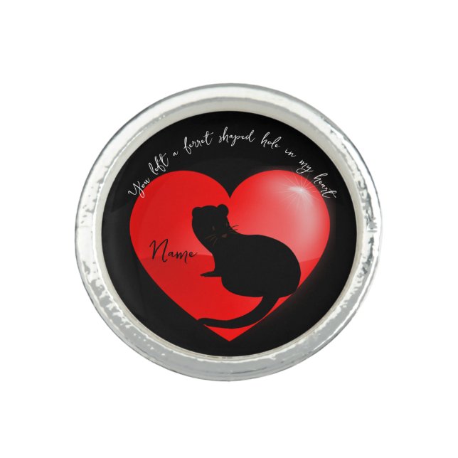 Pet memorial keepsake ferret  ring (Front)