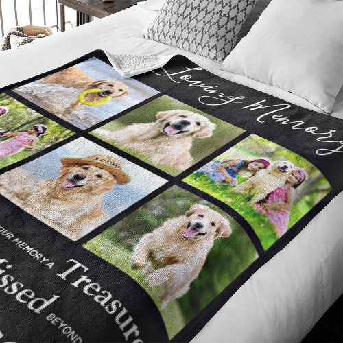 Pet Memorial Keepsake Gift 6 Dog Photo Collage Fleece Blanket