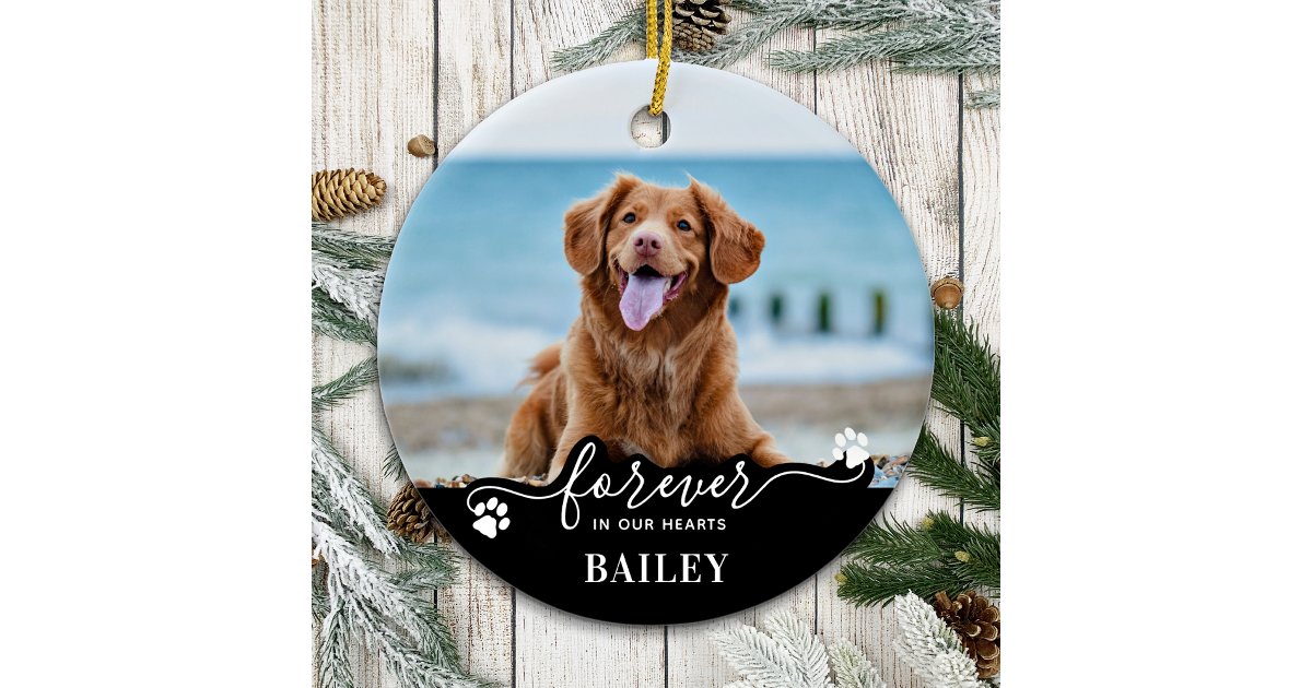 Pet Memorial Keepsake Personalized 2 Dog Photo Ceramic Ornament | Zazzle