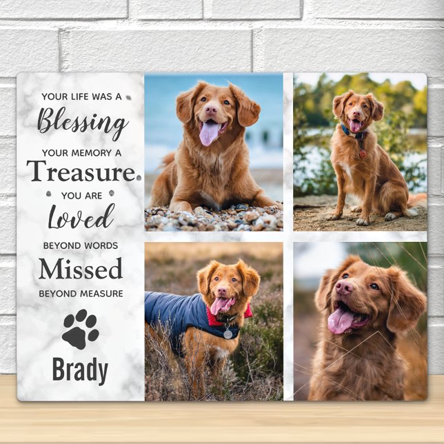Pet Memorial Keepsake Personalized Photo Collage Plaque (Creator Uploaded)
