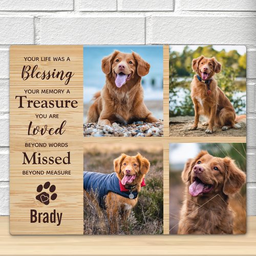Pet Memorial Keepsake Personalized Photo Collage Plaque