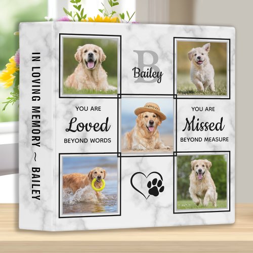 Pet Memorial Keepsake Pet Loss Dog Photo Album 3 Ring Binder