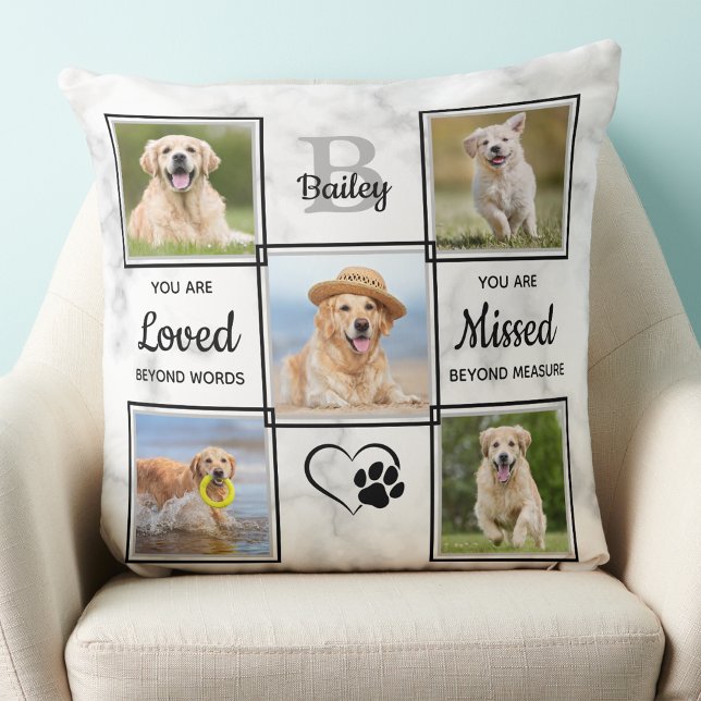 Pet Memorial Keepsake Pet Loss Dog Photo Collage Throw Pillow (Creator Uploaded)