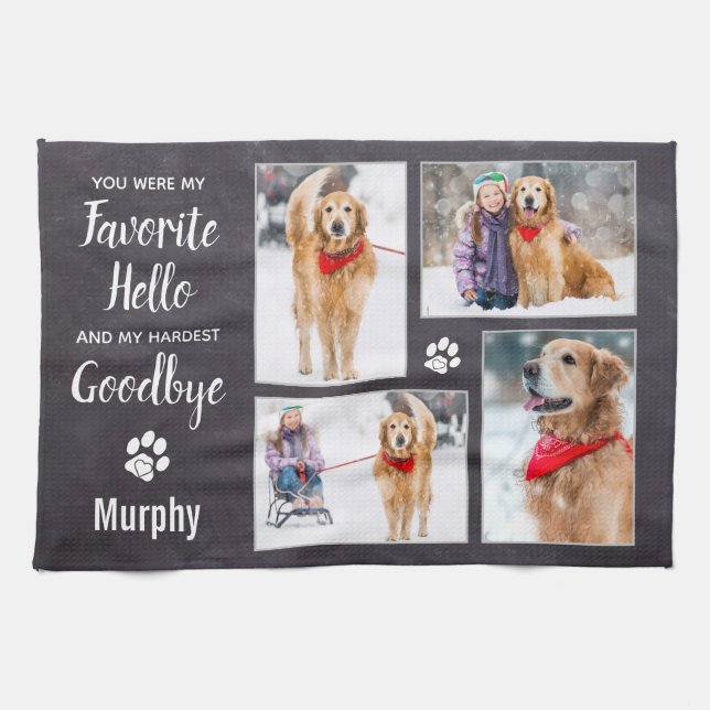Pet Memorial Keepsake Photo Collage Kitchen Towel (Horizontal)