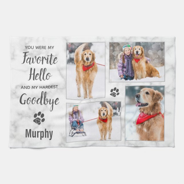 Pet Memorial Keepsake Photo Collage Kitchen Towel (Horizontal)