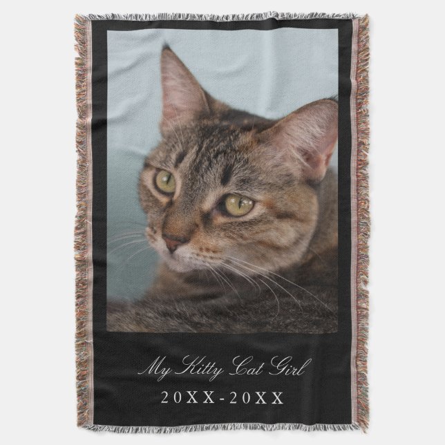 Pet Memorial Keepsake Photo Throw Blanket (Front Vertical)