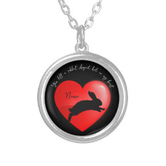 Pet memorial keepsake rabbit  silver plated necklace