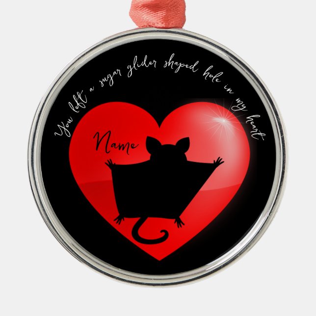 Pet memorial keepsake sugar glider  metal ornament (Front)