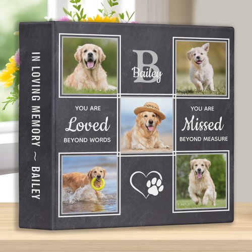 Pet Memorial Keepsake Unique Dog Photo Album 3 Ring Binder