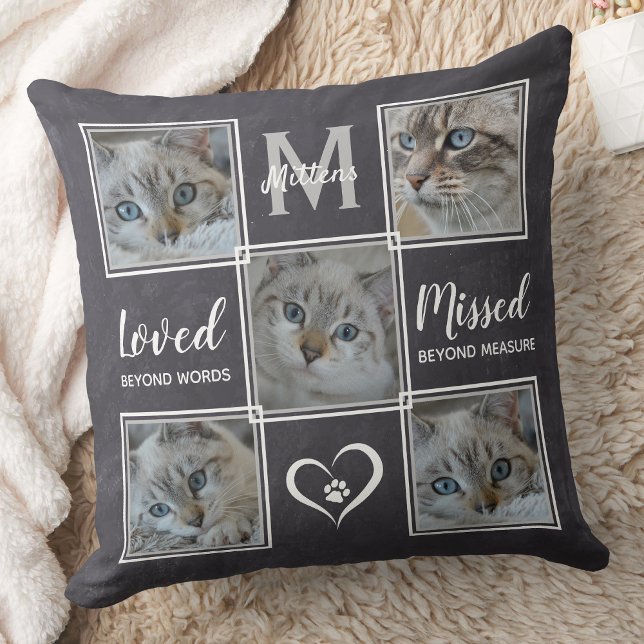 Pet Memorial Keepsake Unique Photo Collage Throw Pillow (Creator Uploaded)