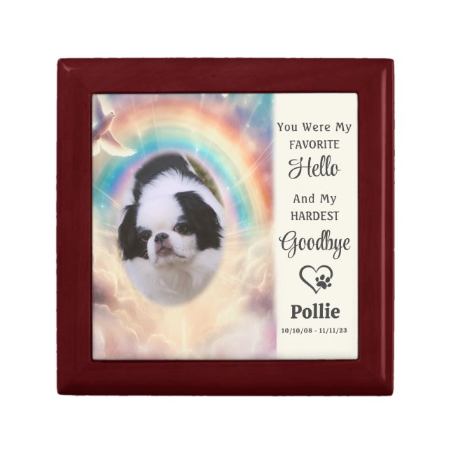 Pet Memorial Keepsake Urn Rainbow Photo Jewelry Gift Box (Front)