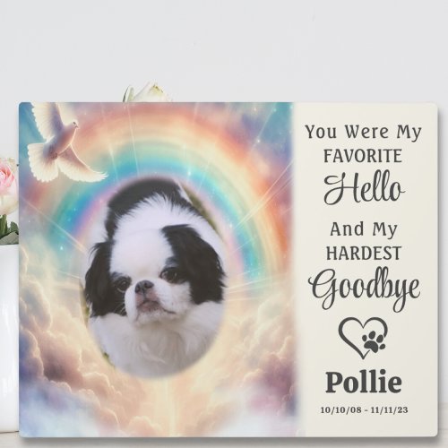 Pet Memorial Keepsake Watercolor Rainbow Photo Plaque