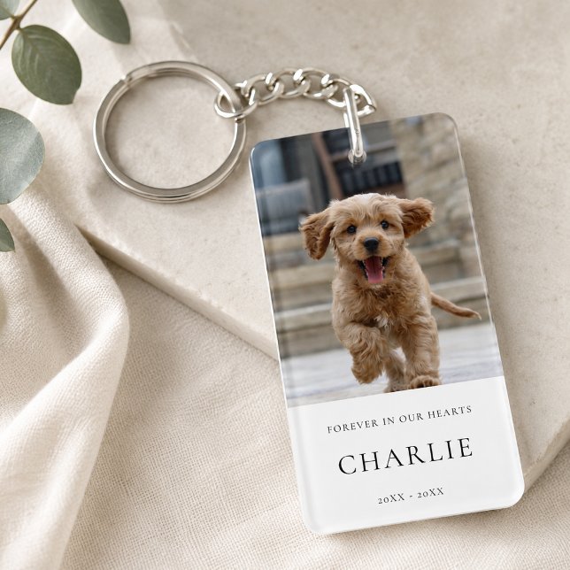 Pet Memorial Keychain | Dog Photo Keepsake Gift (Personalized pet memorial keychain with photo and name for a heartfelt everyday keepsake.)