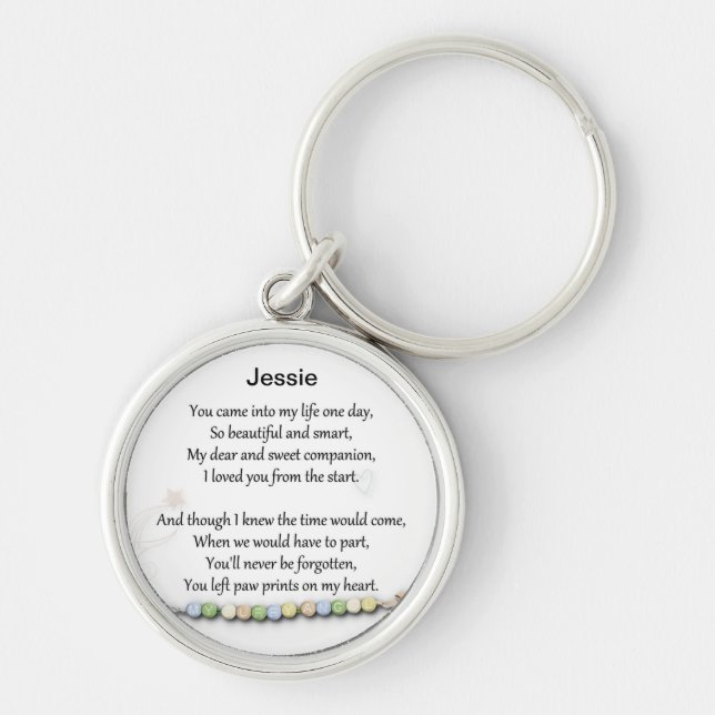 Pet memorial keychain - Paw prints on my heart (Front)