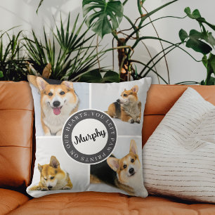 Pet Memorial Loss 4 Photo Collage Quote Keepsake Throw Pillow