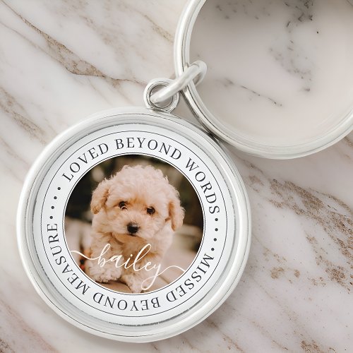Pet Memorial Loved Beyond Words Elegant Chic Photo Keychain