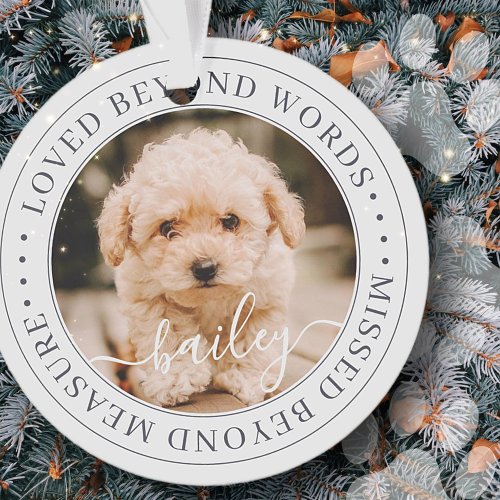 Pet Memorial Loved Beyond Words Elegant Chic Photo Ornament