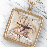 Pet Memorial Loving Memory Modern Simple Photo Gold Plated Necklace<br><div class="desc">Design is composed of modern chic typography with sans serif and serif font. Add a custom photo of your pet and year.</div>
