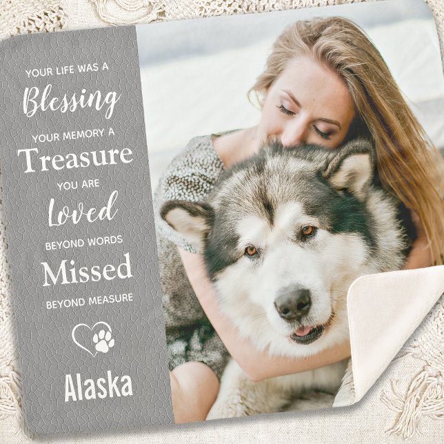 Pet Memorial Loving Memory Personalized Dog Photo Sherpa Blanket (Creator Uploaded)