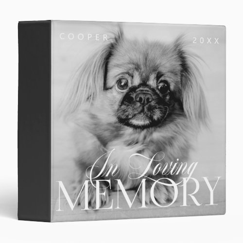 Pet Memorial Loving Memory Simple Modern Photo 3 Ring Binder