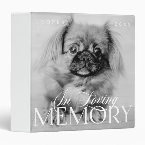 Pet Memorial Loving Memory Simple Modern Photo 3 Ring Binder