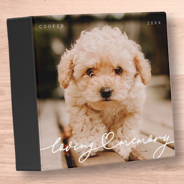 Pet Memorial Loving Memory Simple Modern Photo 3 Ring Binder (Creator Uploaded)