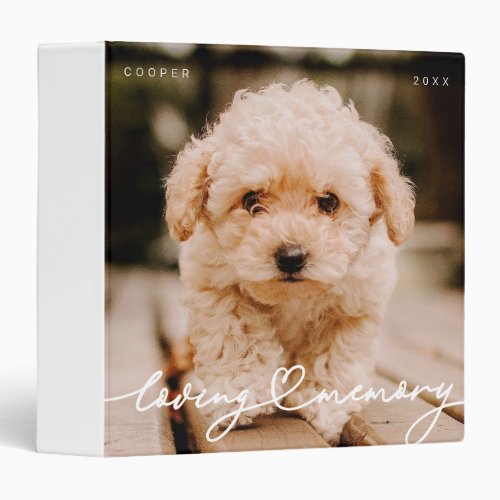 Pet Memorial Loving Memory Simple Modern Photo 3 Ring Binder