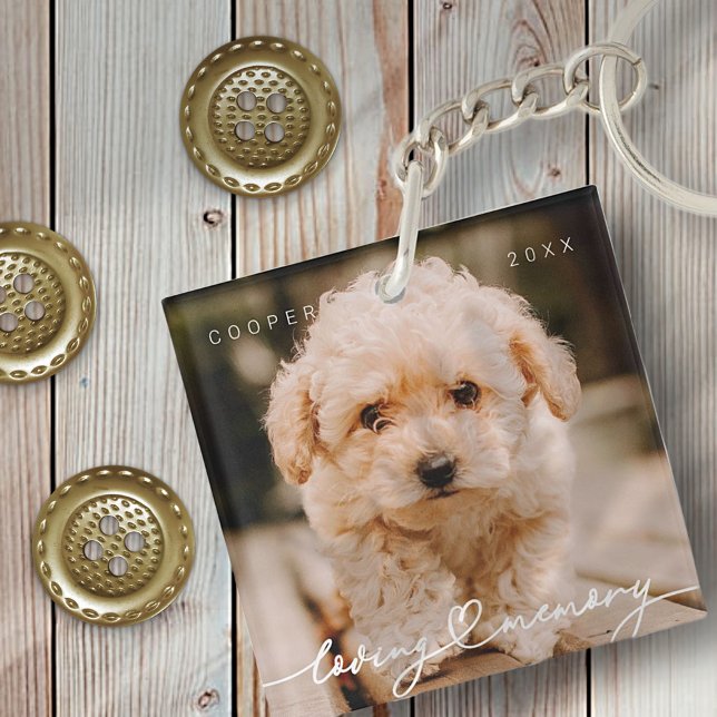 Pet Memorial Loving Memory Simple Modern Photo Keychain (Creator Uploaded)
