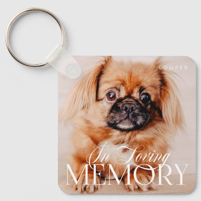 Pet Memorial Loving Memory Simple Modern Photo Keychain (Front)