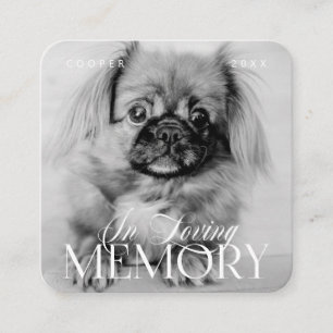 Pet Memorial Loving Memory Simple Modern Photo Square Business Card