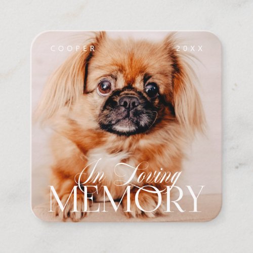 Pet Memorial Loving Memory Simple Modern Photo Square Business Card