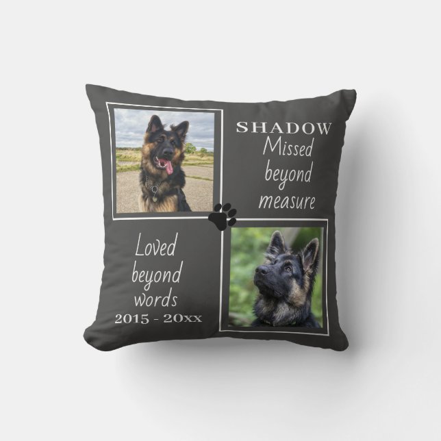 Pet Memorial Missed Beyond Measure Custom Photo Throw Pillow (Front)