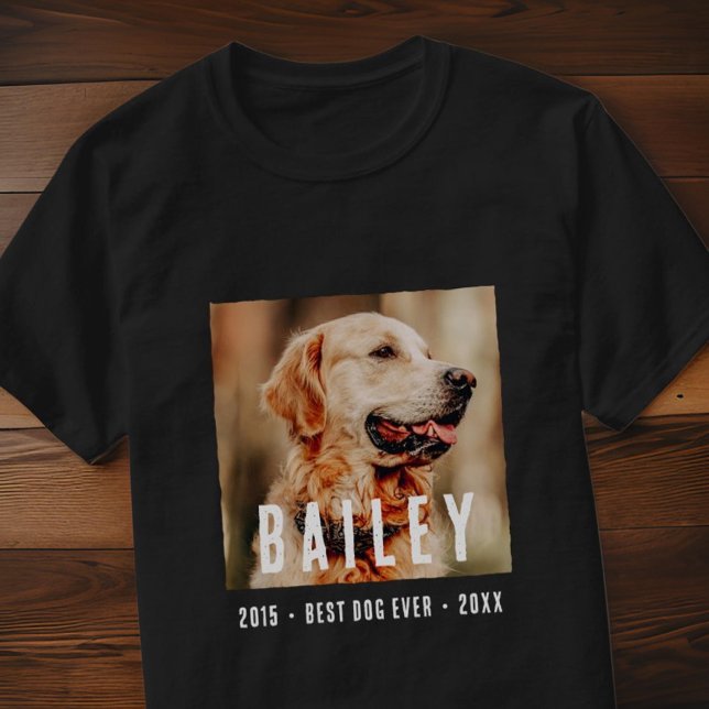 Pet Memorial Modern Best Dog Ever Custom Photo T-Shirt (Creator Uploaded)
