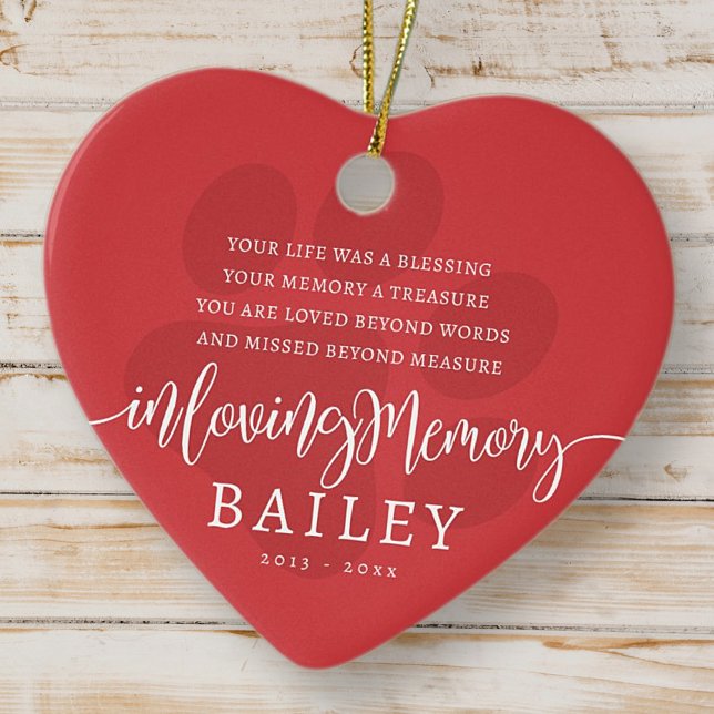 Pet Memorial Modern Elegant Simple Chic Paw Ceramic Ornament (Creator Uploaded)