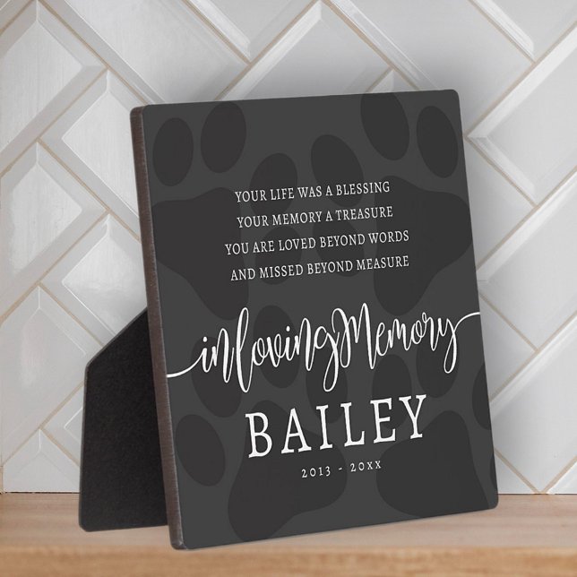 Pet Memorial Modern Elegant Simple Chic Paws Plaque (Creator Uploaded)