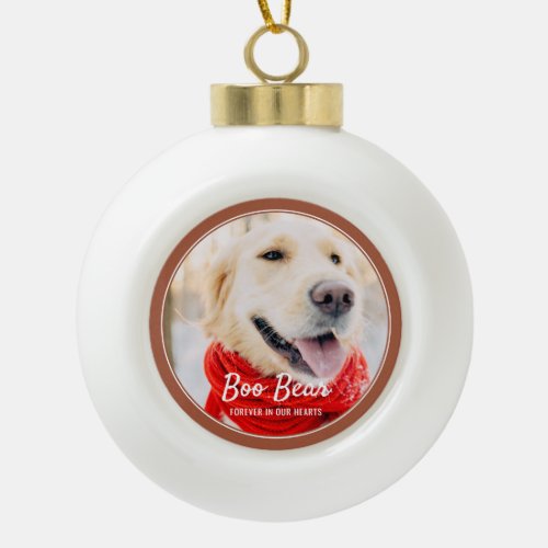 Pet Memorial Modern Frames Simple Photo Ceramic Ball Christmas Ornament
