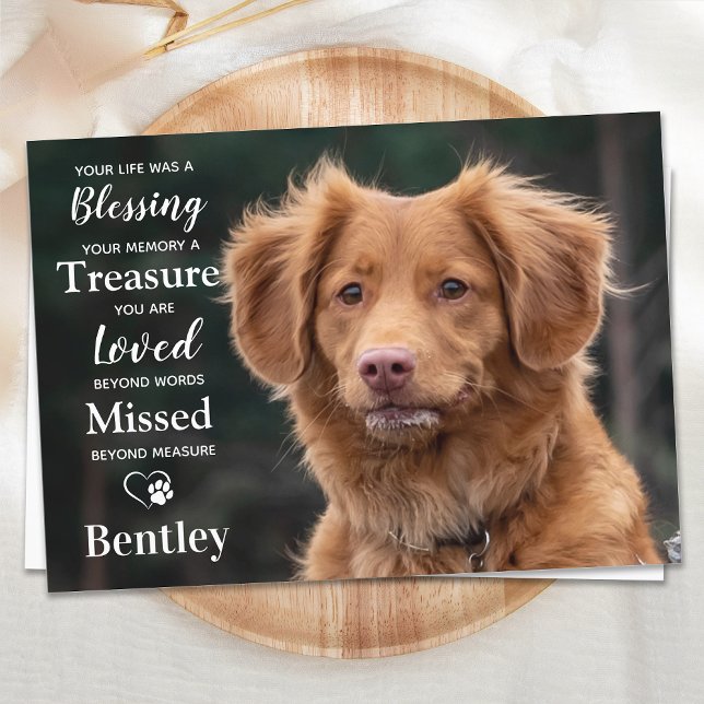 Pet Memorial Modern Personalize Dog Photo Sympathy Thank You Card (Creator Uploaded)