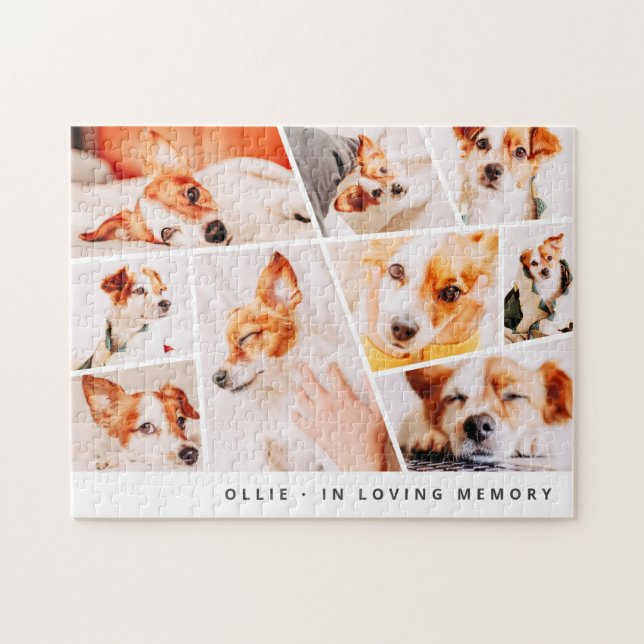 Pet Memorial Modern Simple Chic 9 Photos Collage Jigsaw Puzzle (Horizontal)