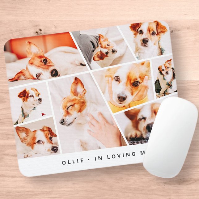 Pet Memorial Modern Simple Chic 9 Photos Collage Mouse Pad (Creator Uploaded)