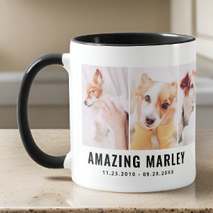 Pet Memorial Modern Simple Chic Custom Three Photo Mug