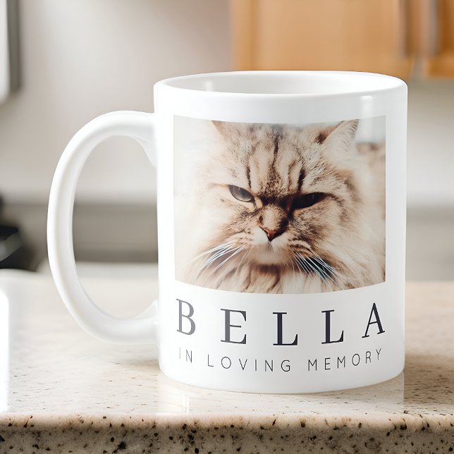 Pet Memorial Modern Simple Chic Family Photo Coffee Mug (Creator Uploaded)